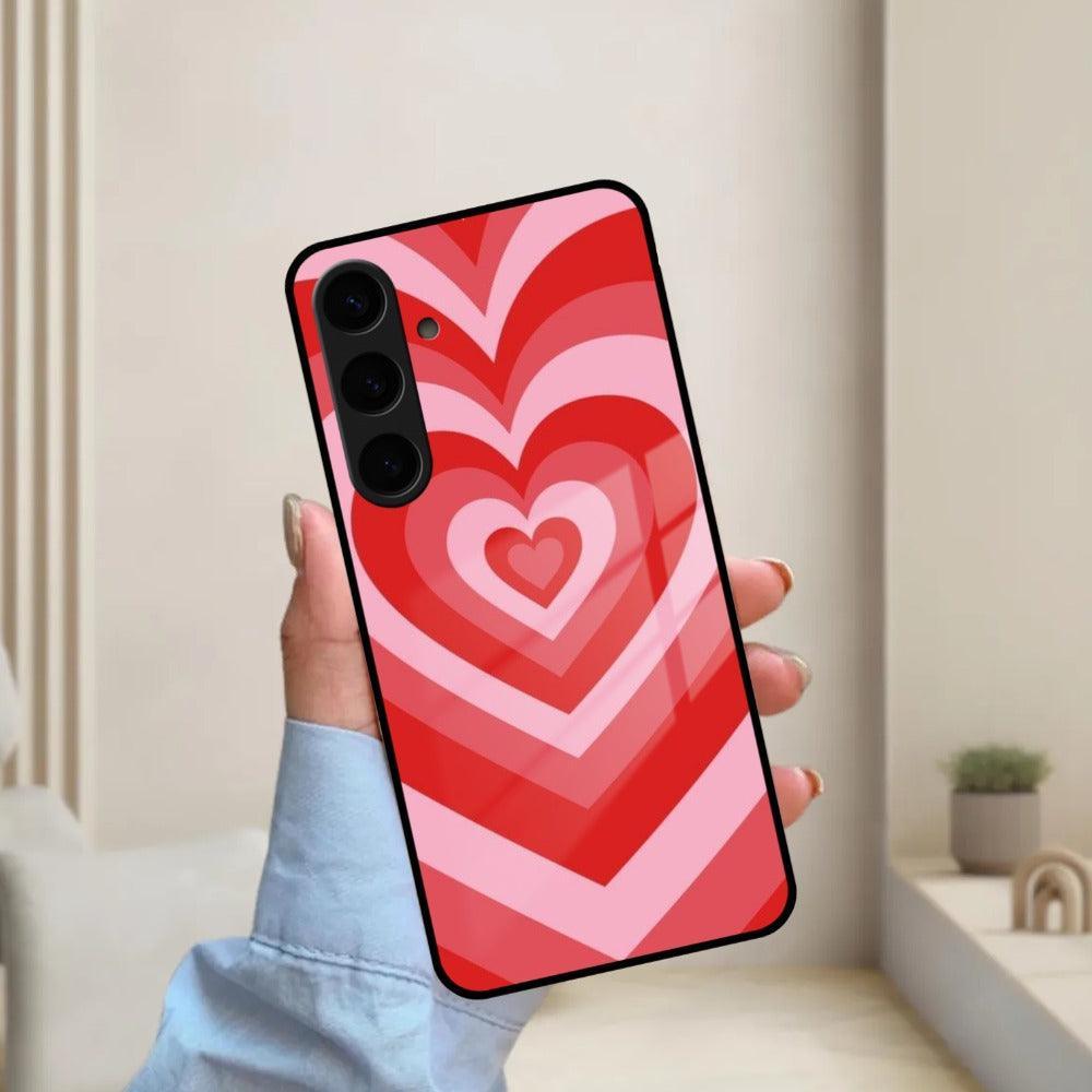 Latte Love Patter Glass Case Cover - Red For Samsung