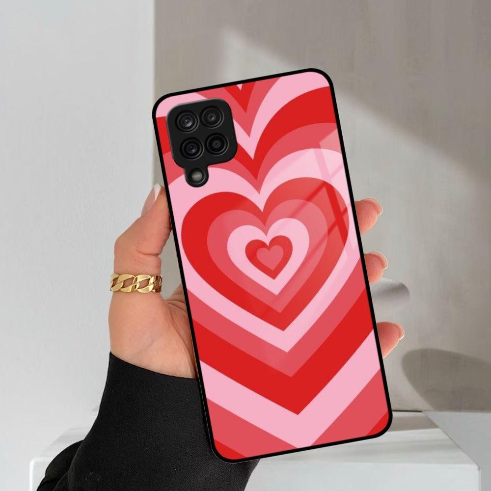 Latte Love Patter Glass Case Cover - Red For Samsung