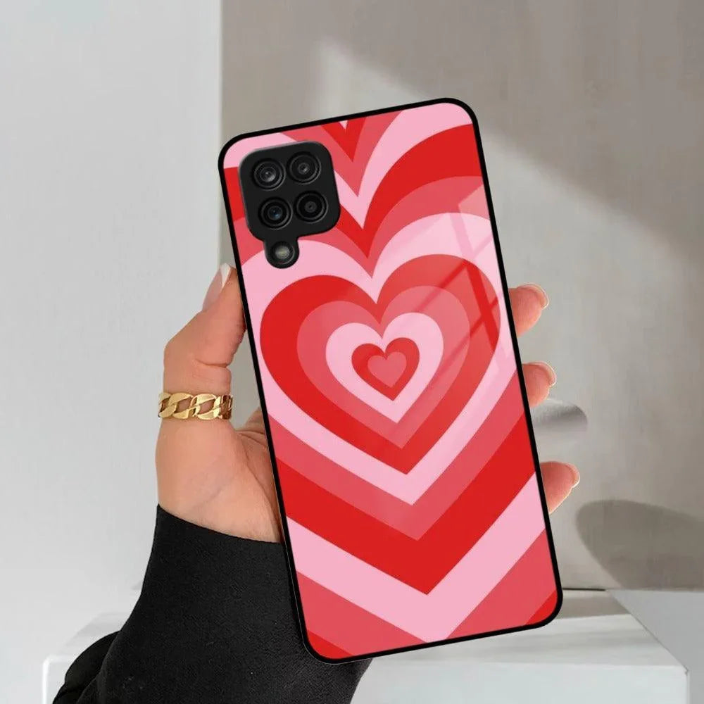 Latte Love Patter Glass Case Cover - Red For Samsung - ShopOnCliQ