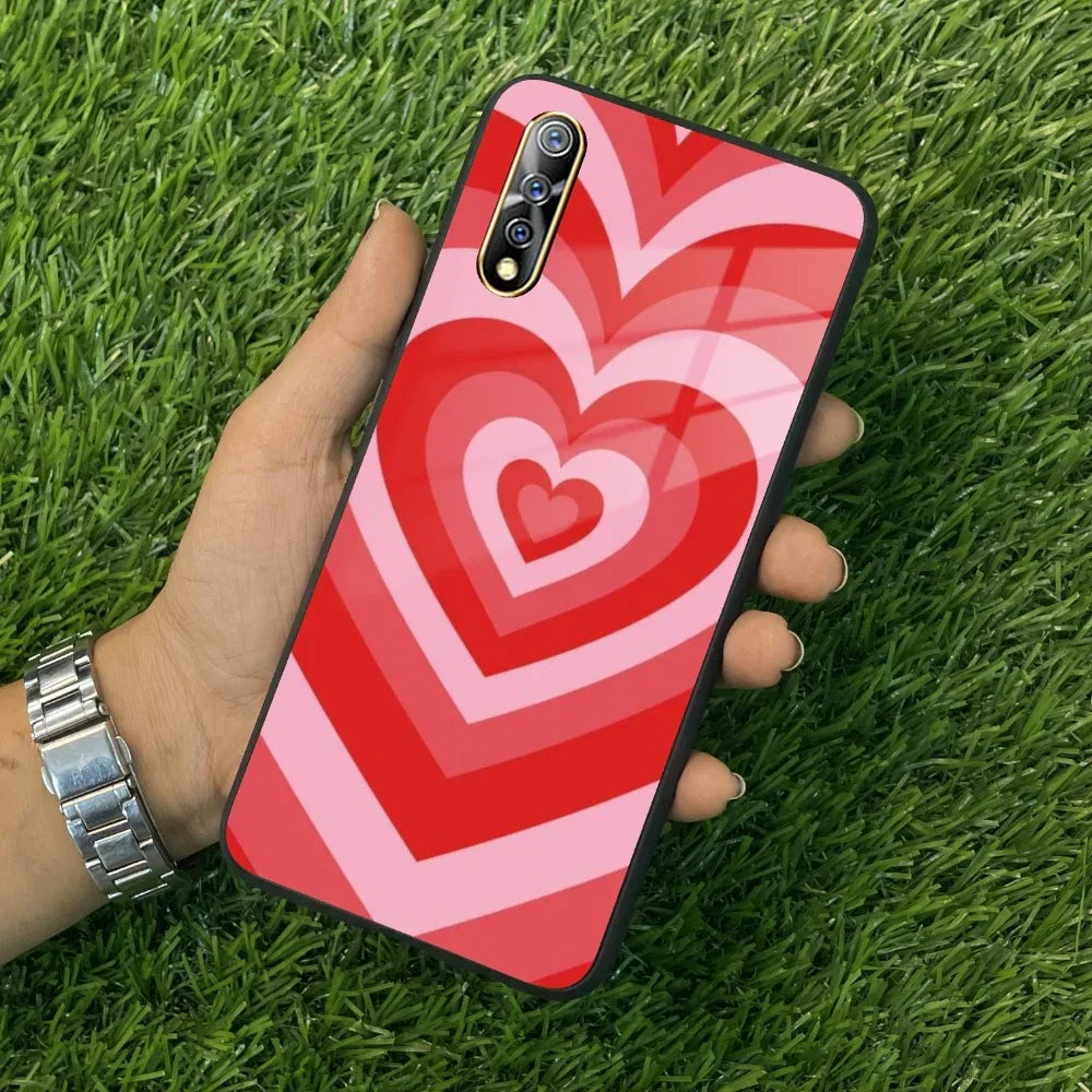 Latte Love Patter Glass Case Cover - Red For Vivo - ShopOnCliQ