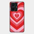 Latte Love Patter Glass Case Cover - Red For Vivo T1 44W 4G