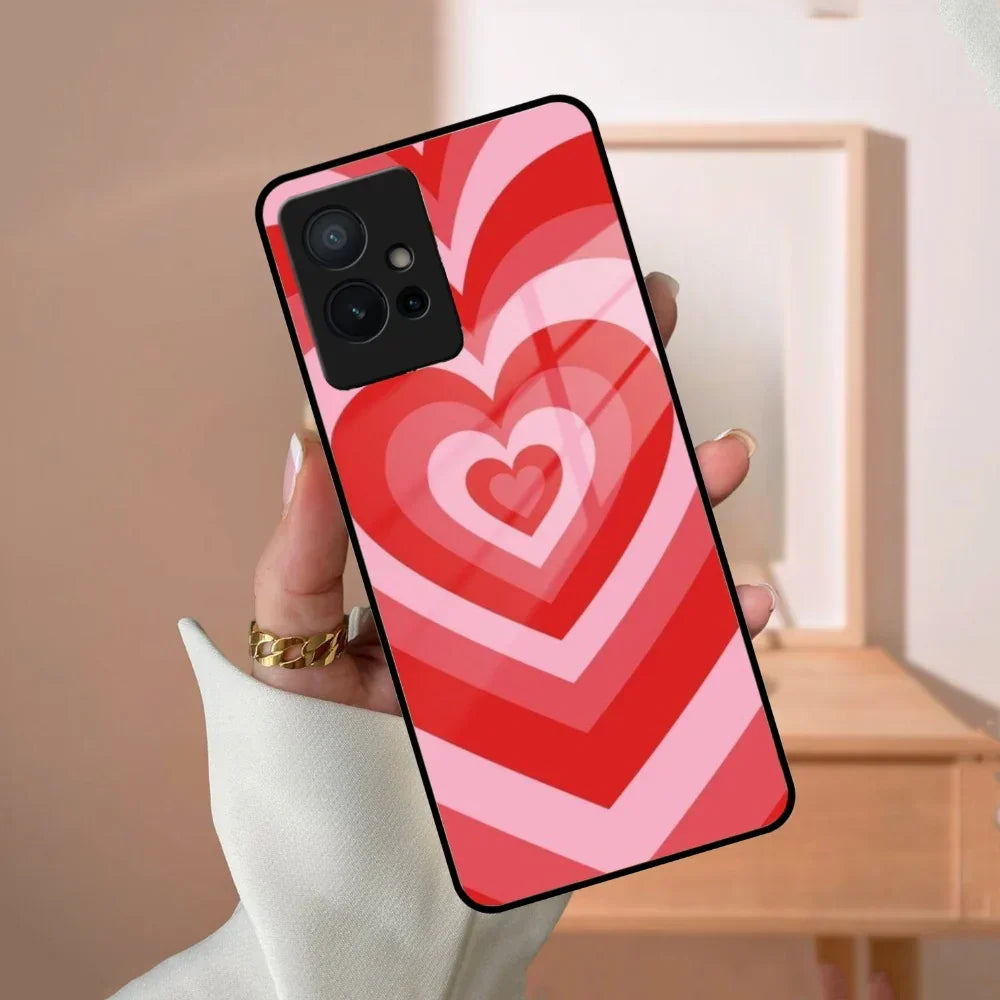 Latte Love Patter Glass Case Cover - Red For Vivo - ShopOnCliQ