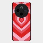 Latte Love Patter Glass Case Cover - Red For Vivo T4 5G