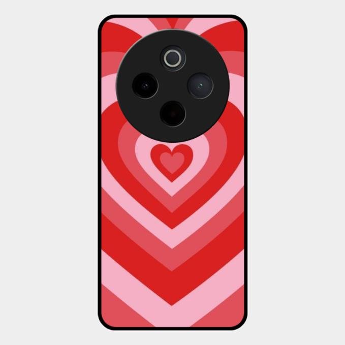 Latte Love Patter Glass Case Cover - Red For Vivo T4 5G