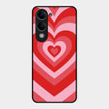 Latte Love Patter Glass Case Cover - Red For Vivo T4 Lite 5G