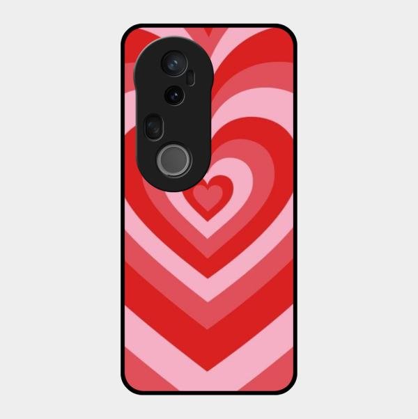 Latte Love Patter Glass Case Cover - Red For Vivo T4 Ultra 5G