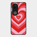 Latte Love Patter Glass Case Cover - Red For Vivo T4R 5G