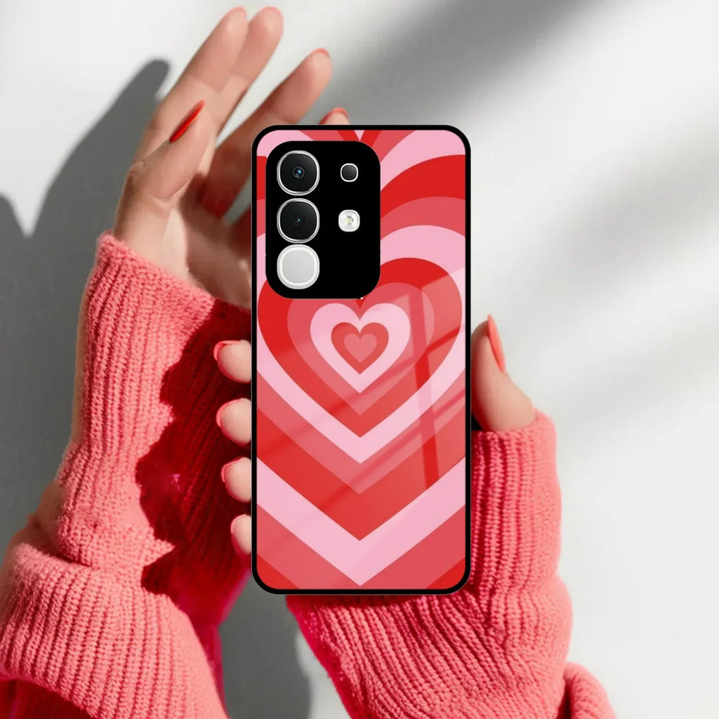Latte Love Patter Glass Case Cover - Red For Vivo - ShopOnCliQ