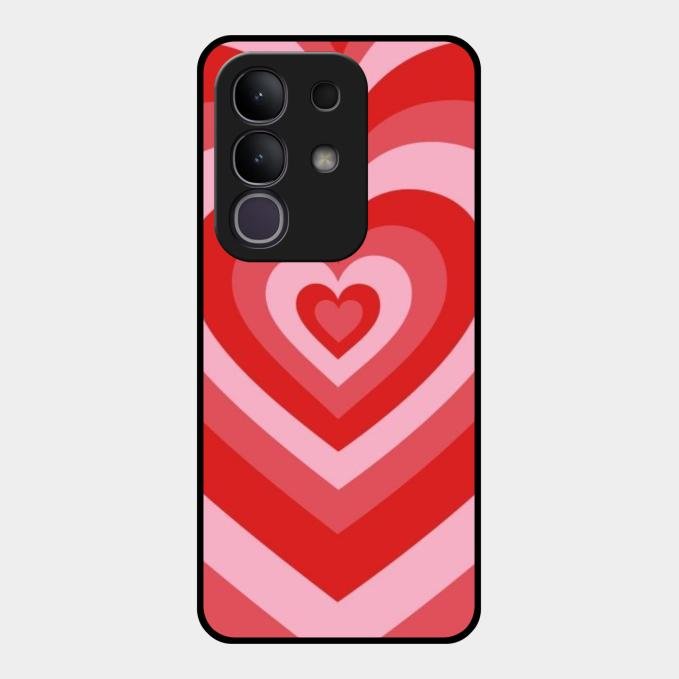 Latte Love Patter Glass Case Cover - Red For Vivo T4X 5G
