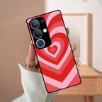Latte Love Patter Glass Case Cover - Red For Vivo - ShopOnCliQ