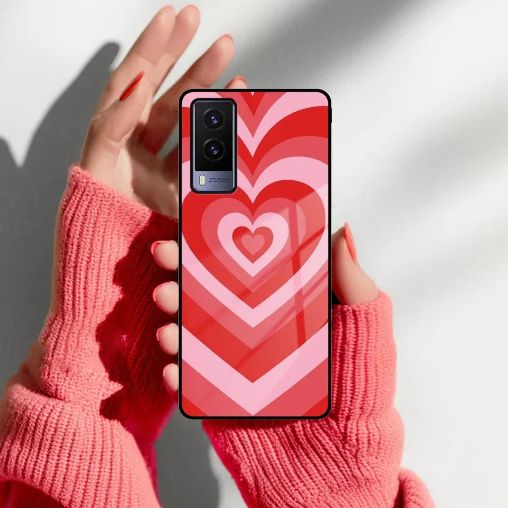 Latte Love Patter Glass Case Cover - Red For Vivo - ShopOnCliQ
