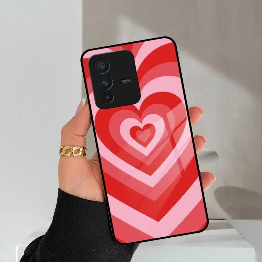 Latte Love Patter Glass Case Cover - Red For Vivo - ShopOnCliQ