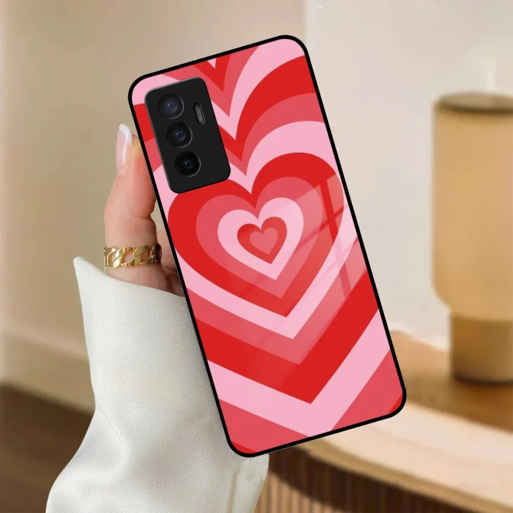 Latte Love Patter Glass Case Cover - Red For Vivo - ShopOnCliQ