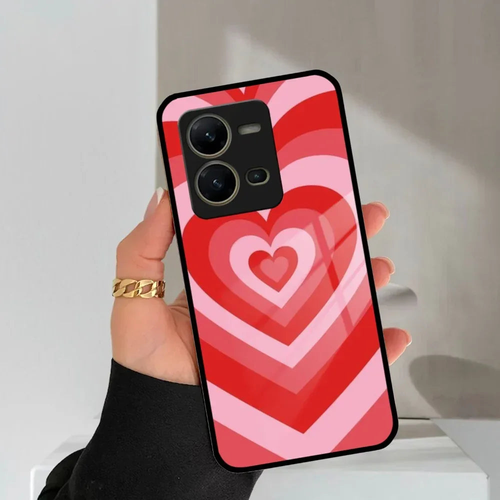 Latte Love Patter Glass Case Cover - Red For Vivo - ShopOnCliQ