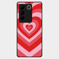 Latte Love Patter Glass Case Cover - Red For Vivo V27 5G