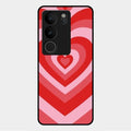 Latte Love Patter Glass Case Cover - Red For Vivo V29 5G