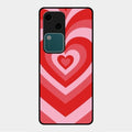 Latte Love Patter Glass Case Cover - Red For Vivo V30 5G