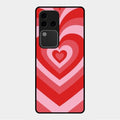 Latte Love Patter Glass Case Cover - Red For Vivo V30 Pro 5G