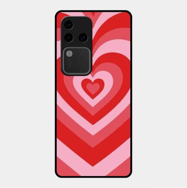 Latte Love Patter Glass Case Cover - Red For Vivo V30 Pro 5G