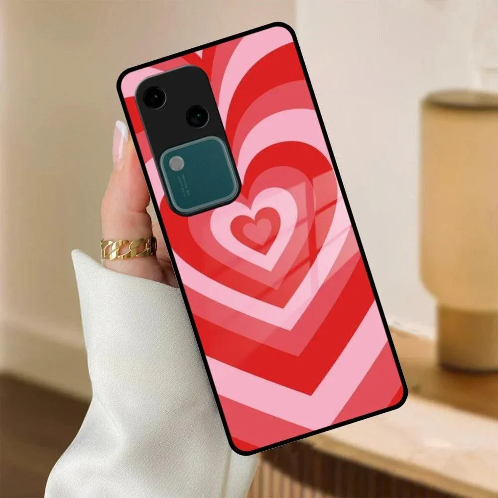 Latte Love Patter Glass Case Cover - Red For Vivo - ShopOnCliQ