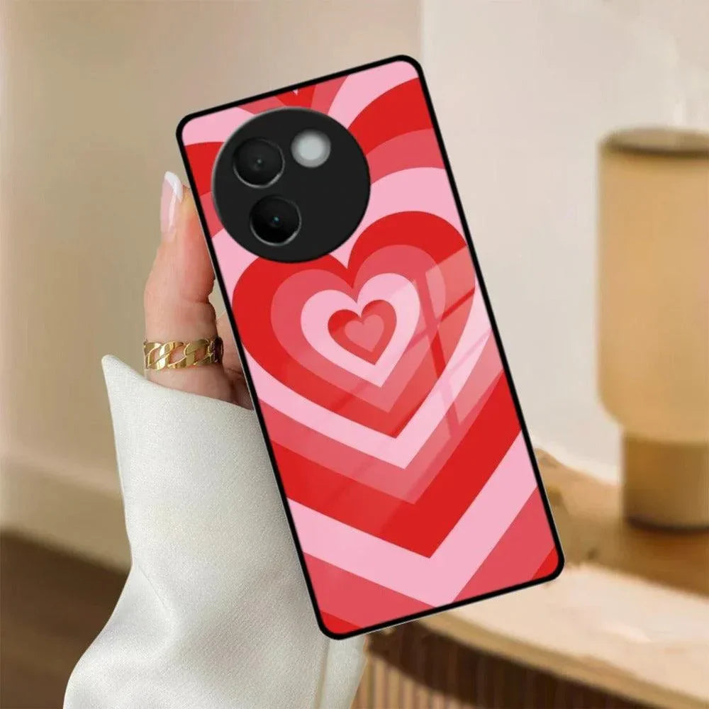 Latte Love Patter Glass Case Cover - Red For Vivo - ShopOnCliQ