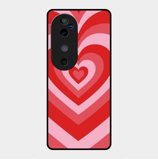 Latte Love Patter Glass Case Cover - Red For Vivo V40 5G