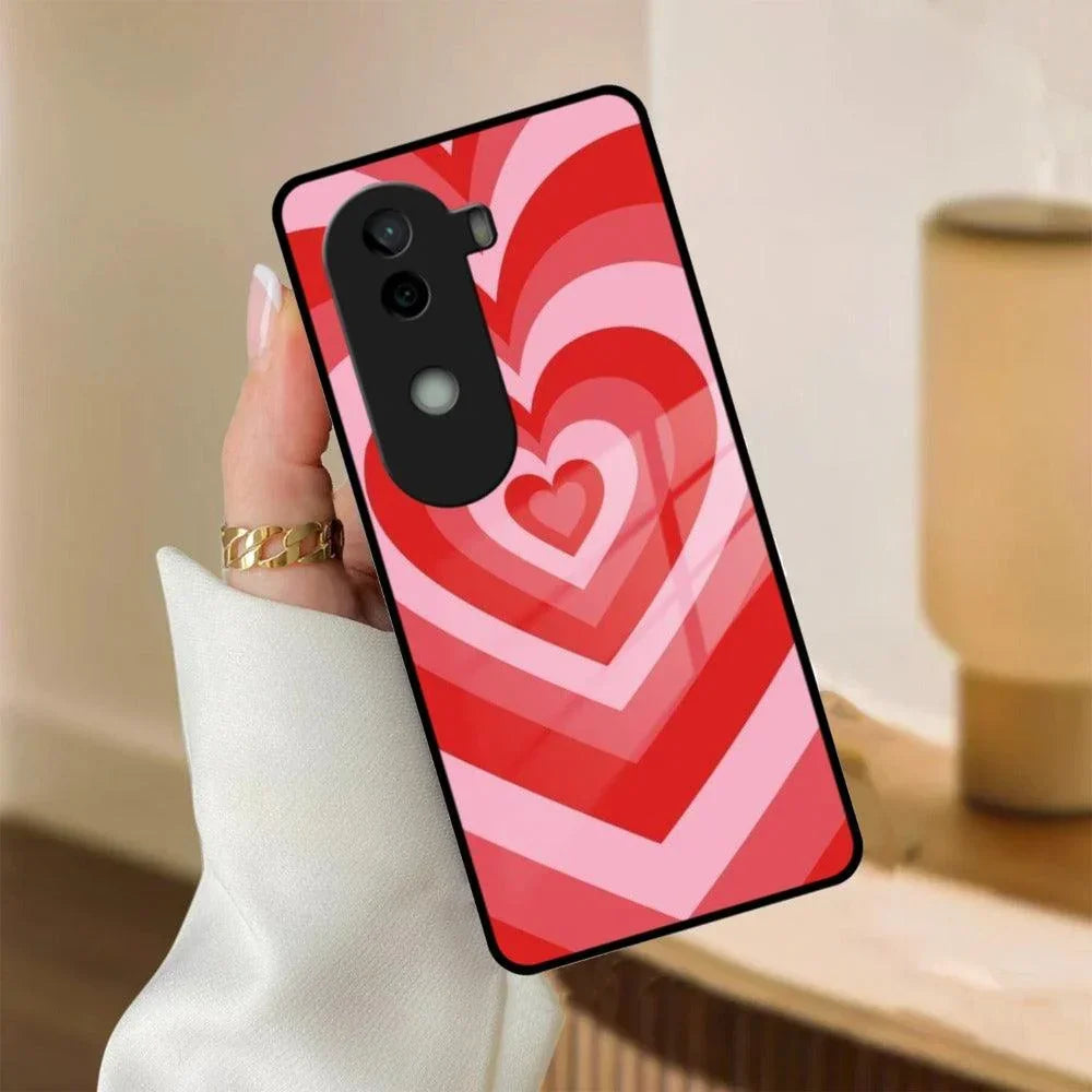 Latte Love Patter Glass Case Cover - Red For Vivo - ShopOnCliQ