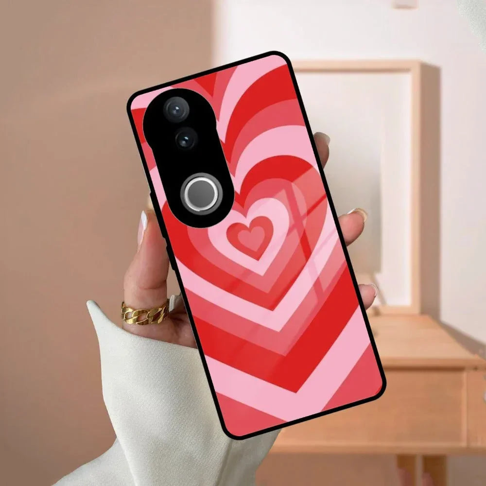 Latte Love Patter Glass Case Cover - Red For Vivo - ShopOnCliQ