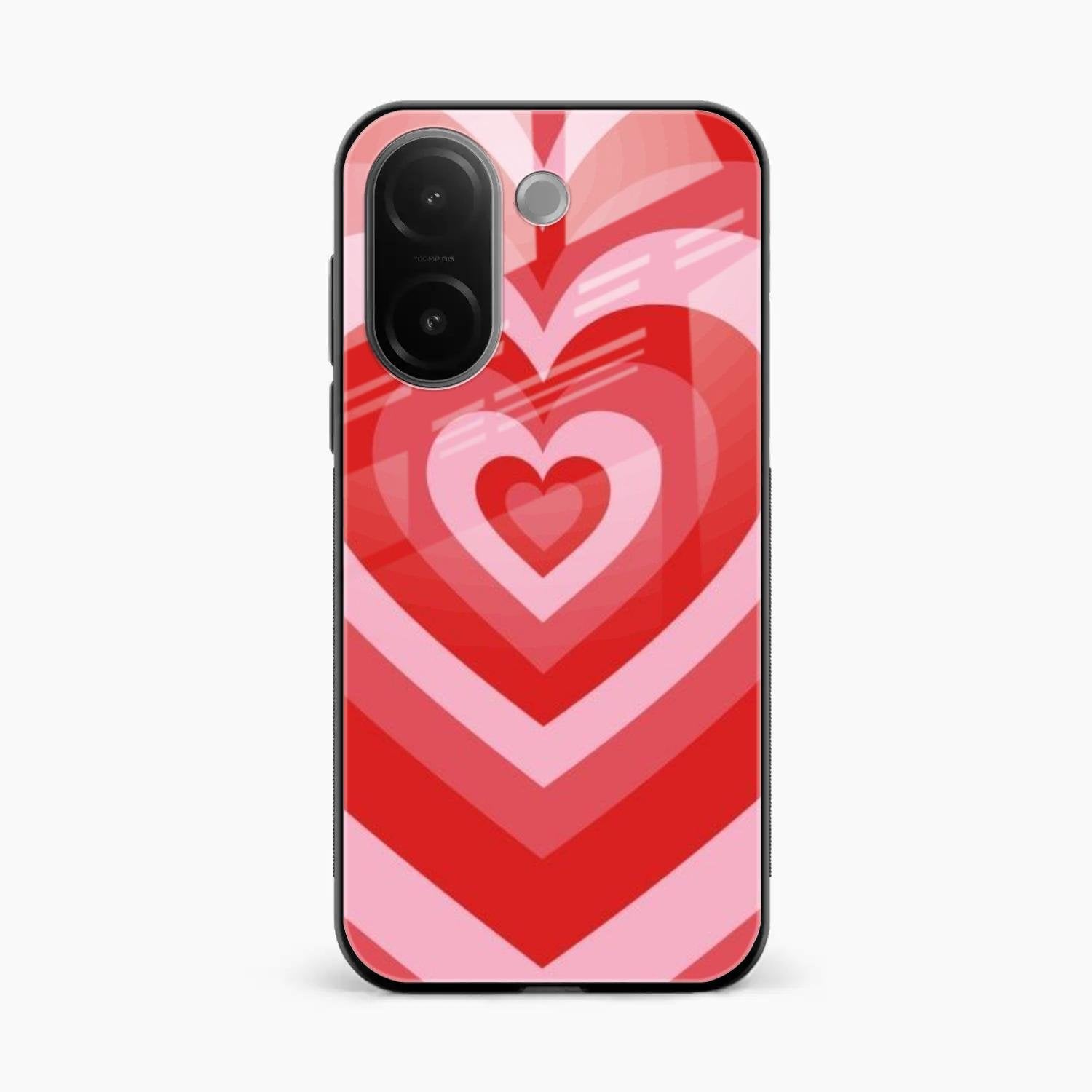 Latte Love Patter Glass Case Cover - Red For Vivo V60e 5G