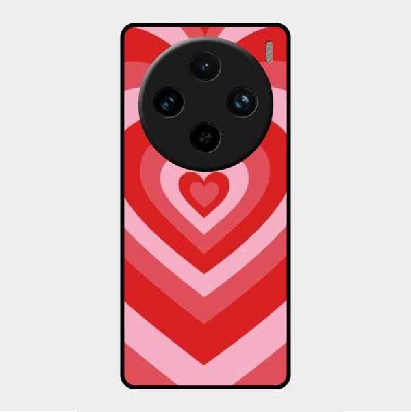 Latte Love Patter Glass Case Cover - Red For Vivo X100 Pro 5G