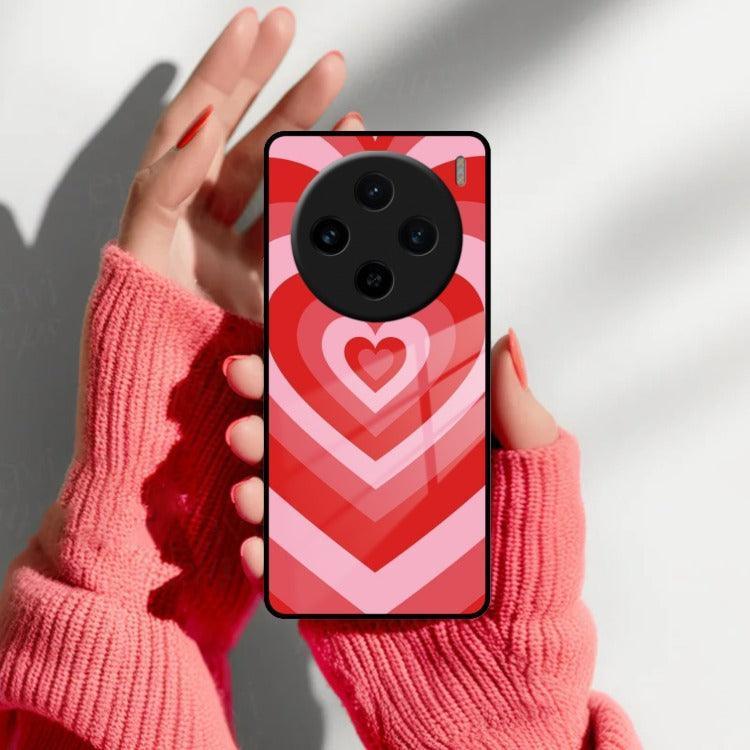 Latte Love Patter Glass Case Cover - Red For Vivo - ShopOnCliQ