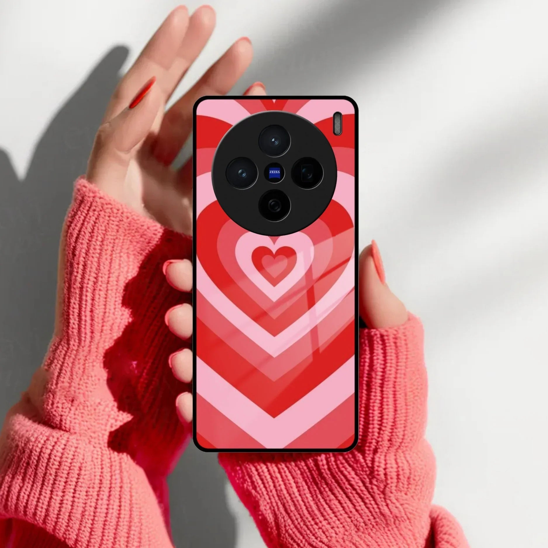 Latte Love Patter Glass Case Cover - Red For Vivo - ShopOnCliQ