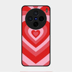 Latte Love Patter Glass Case Cover - Red For Vivo X200 5G