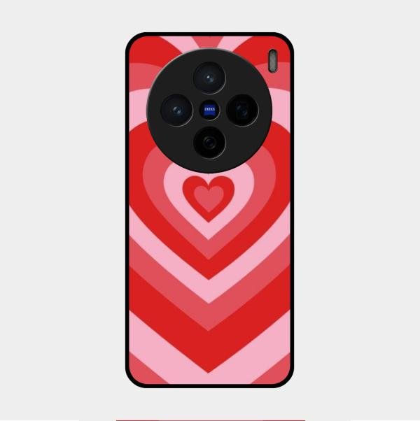 Latte Love Patter Glass Case Cover - Red For Vivo X200 5G