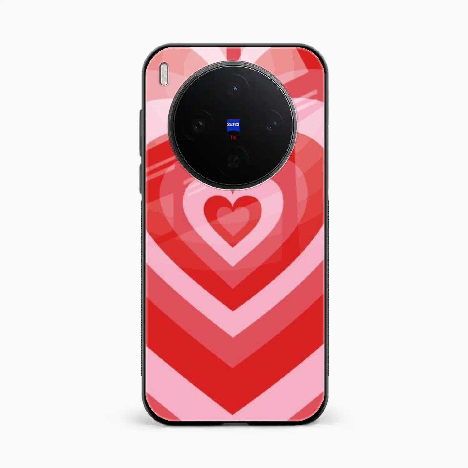 Latte Love Patter Glass Case Cover - Red For Vivo X300 5G