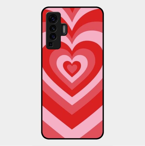Latte Love Patter Glass Case Cover - Red For Vivo X50 5G
