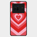 Latte Love Patter Glass Case Cover - Red For Vivo X80 5G