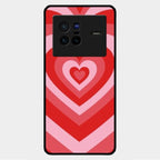 Latte Love Patter Glass Case Cover - Red For Vivo X80 5G