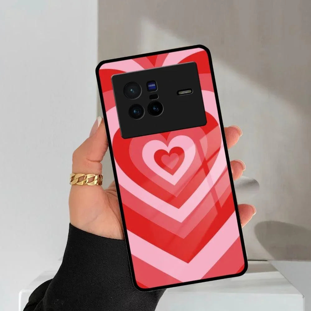 Latte Love Patter Glass Case Cover - Red For Vivo - ShopOnCliQ