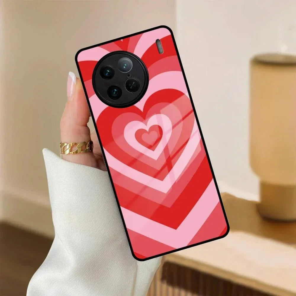 Latte Love Patter Glass Case Cover - Red For Vivo - ShopOnCliQ