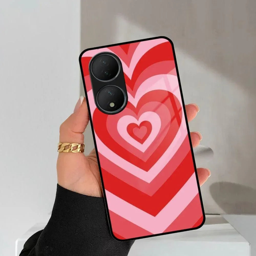 Latte Love Patter Glass Case Cover - Red For Vivo - ShopOnCliQ