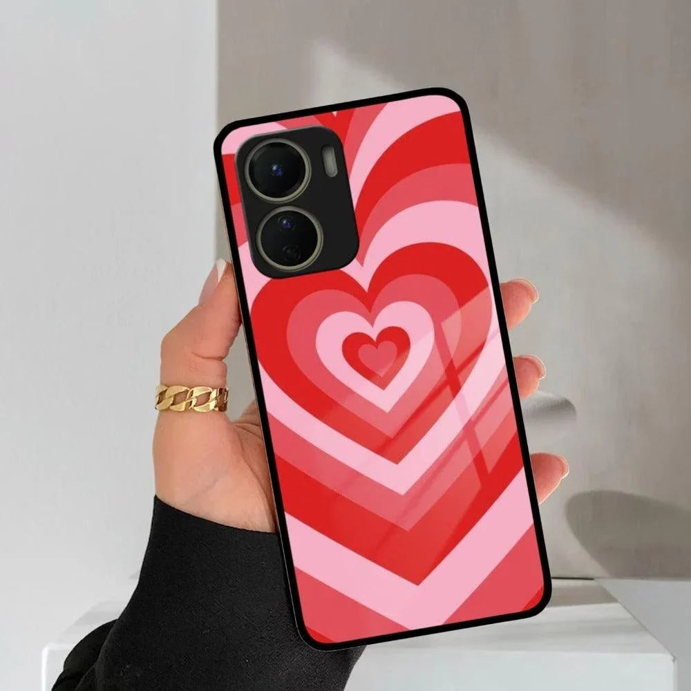 Latte Love Patter Glass Case Cover - Red For Vivo - ShopOnCliQ