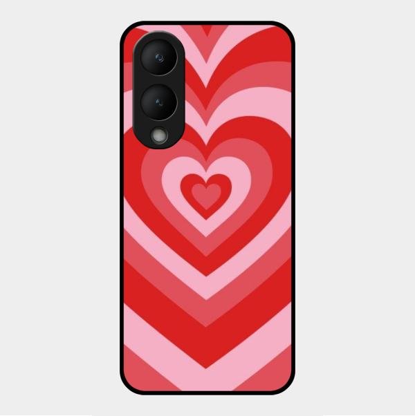 Latte Love Patter Glass Case Cover - Red For Vivo Y17S