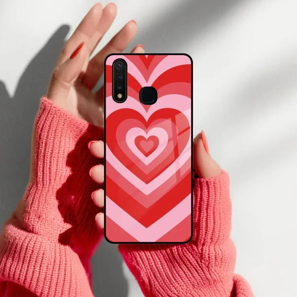 Latte Love Patter Glass Case Cover - Red For Vivo - ShopOnCliQ