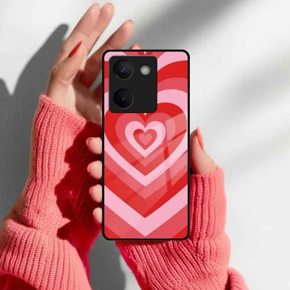 Latte Love Patter Glass Case Cover - Red For Vivo - ShopOnCliQ