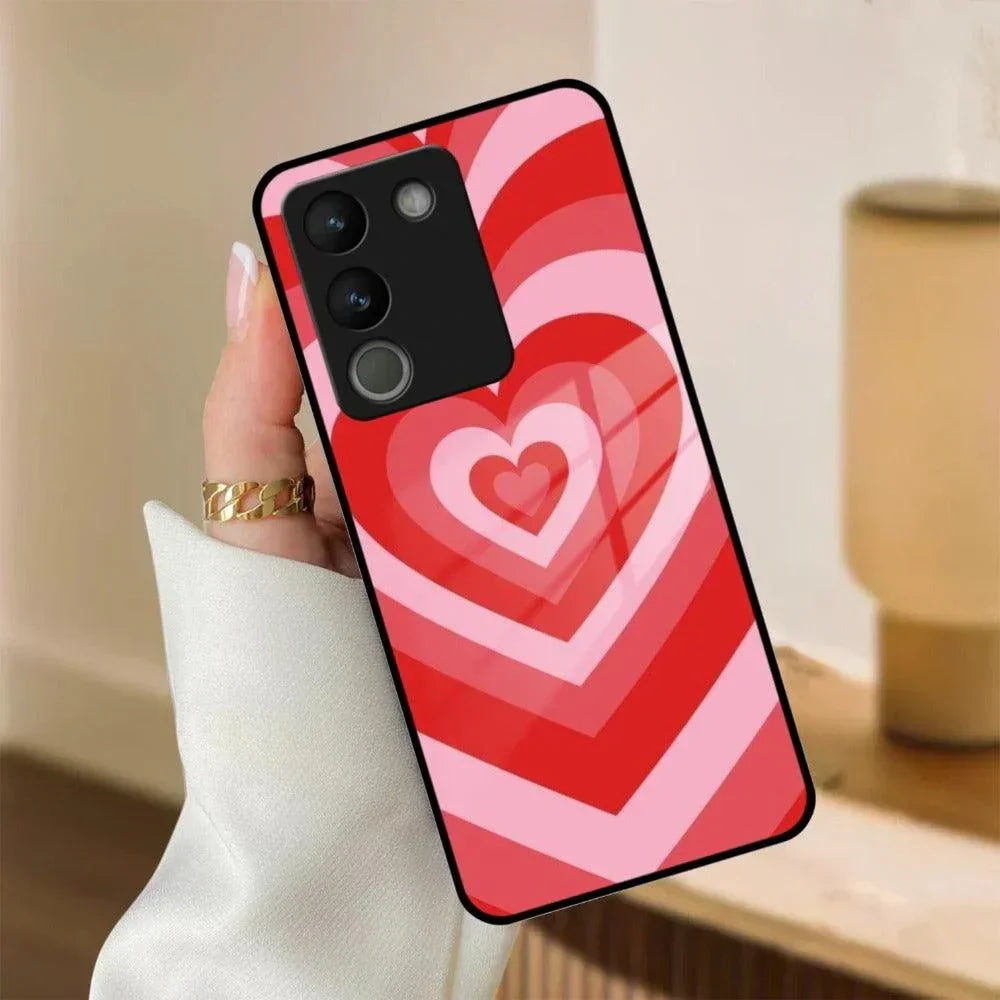 Latte Love Patter Glass Case Cover - Red For Vivo - ShopOnCliQ