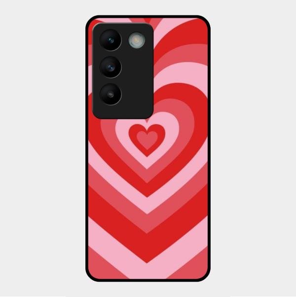 Latte Love Patter Glass Case Cover - Red For Vivo Y200E 5G