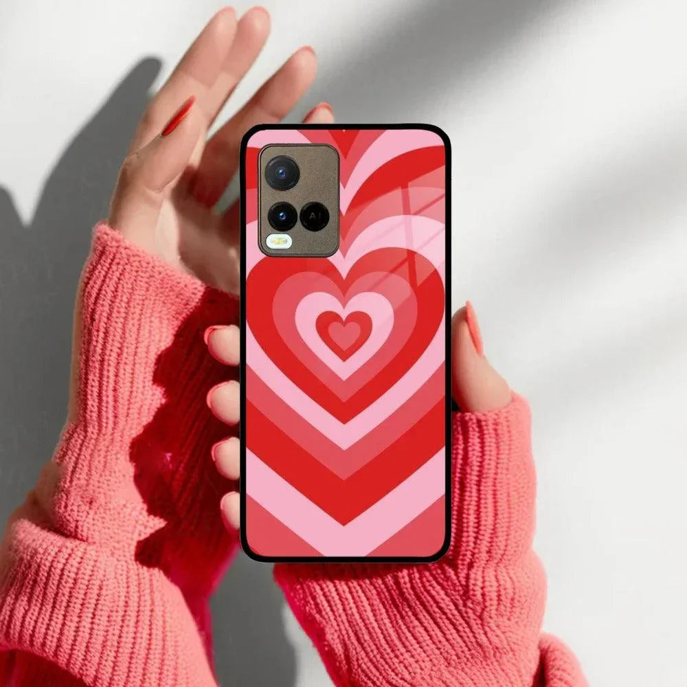 Latte Love Patter Glass Case Cover - Red For Vivo - ShopOnCliQ
