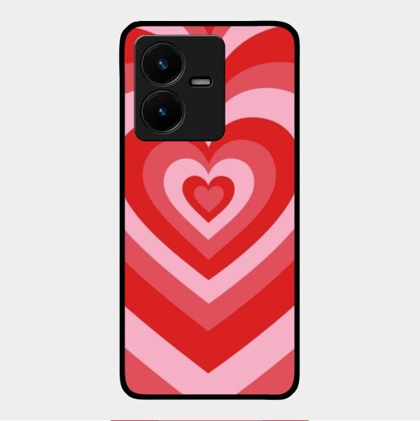 Latte Love Patter Glass Case Cover - Red For Vivo Y22
