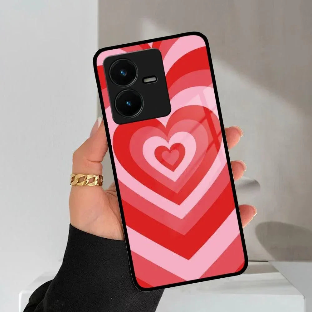 Latte Love Patter Glass Case Cover - Red For Vivo - ShopOnCliQ